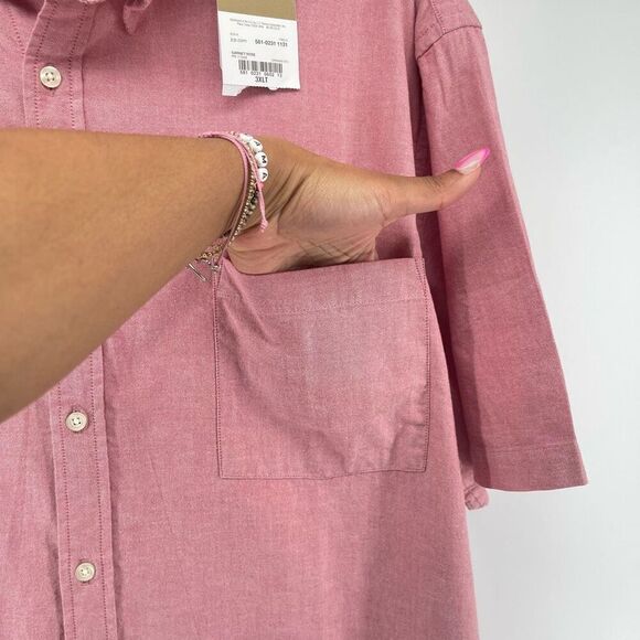 The Foundry Men’s 3XLT Garnet Rose Stretch Cotton Button Shirt Short Sleeve NWT - Picture 10 of 11